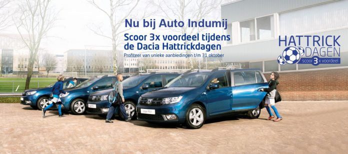 persbericht Dacia Hattrickdagen bij Auto Indumij