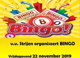 Bingo bij de v.v. Strijen op vrijdag 22 november