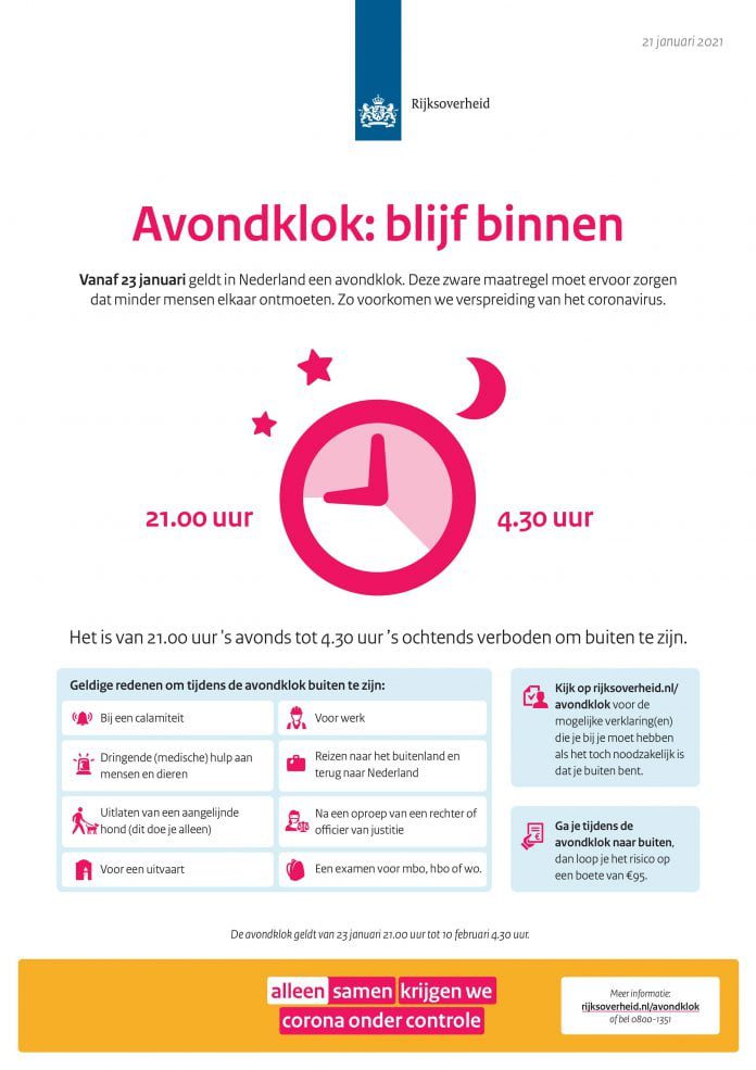 Avondklok: blijf binnen