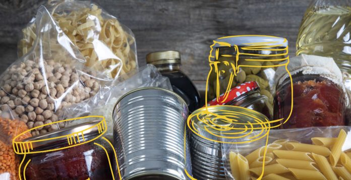 Volunteer with box of food for poor . Ramazan kolisi . Donation concept