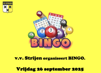 Vrijdag 26 september: Bingo bij v.v. Strijen!