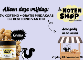 10% korting op alles in de fysieke winkel van De Notenshop!