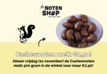 Cashewnoten met melkchocolade in de aanbieding bij De Notenshop!