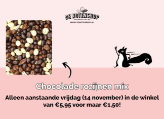 Chocolade rozijnen mix: alleen vrijdag voor €1,50!